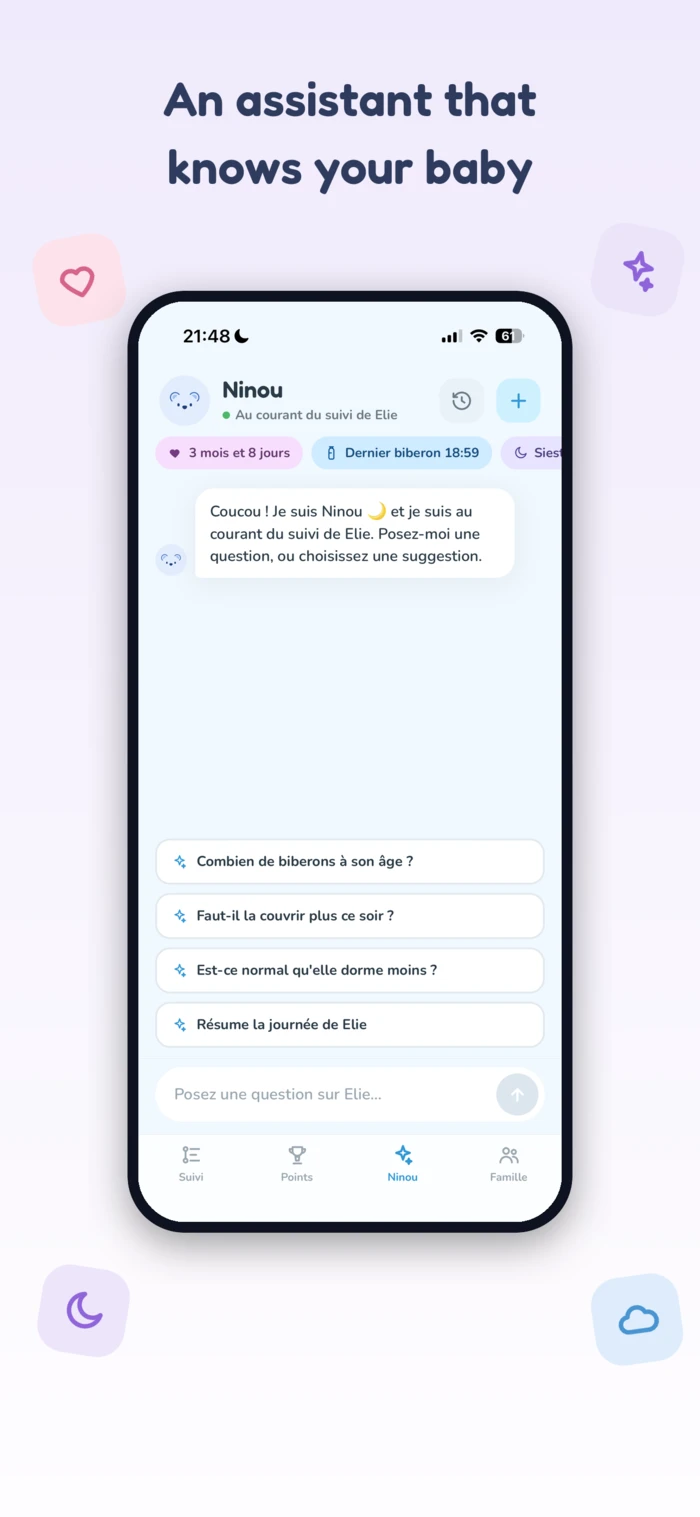 Ninou (AI) screen of the Ninou app